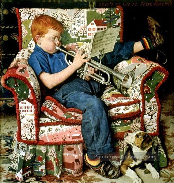 trumpet practice Norman Rockwell Oil Paintings